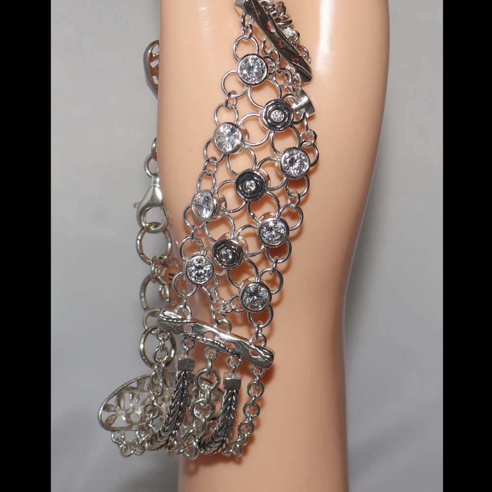 Silpada Vintage RARE & Intricate Sterling Silver & CZs, the Cavalier Bracelet